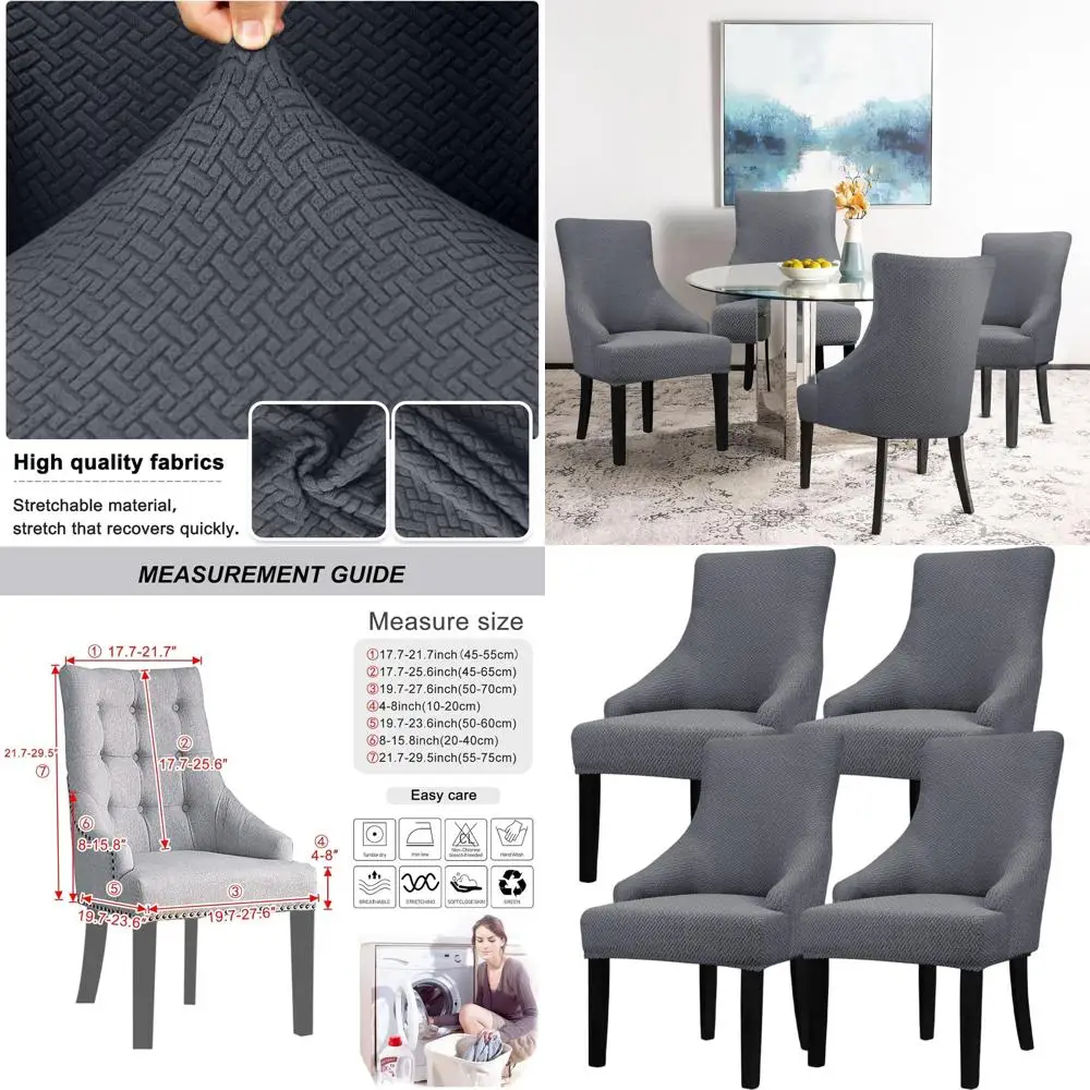 Stretch Wingback Chair Cover Set - Reusable Slipcovers for Side Chairs, Arm Protectors, Dining & Living Room, 4 Pieces, Dark Gre
Stretch Wingback Chair Cover Set - Reusable Slipcovers for Side Chairs, Arm Protectors, Dining & Living Room, 4 Pieces, Dark Gre