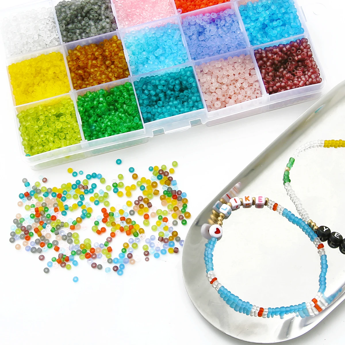 15/24 Grid 2/3mm Solid/Frosted Glass Rice Beads Set (15g/Grid) | DIY Jewelry Supplies for Necklaces Bracelets (4000-24000pcs/Box
15/24 Grid 2/3mm Solid/Frosted Glass Rice Beads Set (15g/Grid) | DIY Jewelry Supplies for Necklaces Bracelets (4000-24000pcs/Box