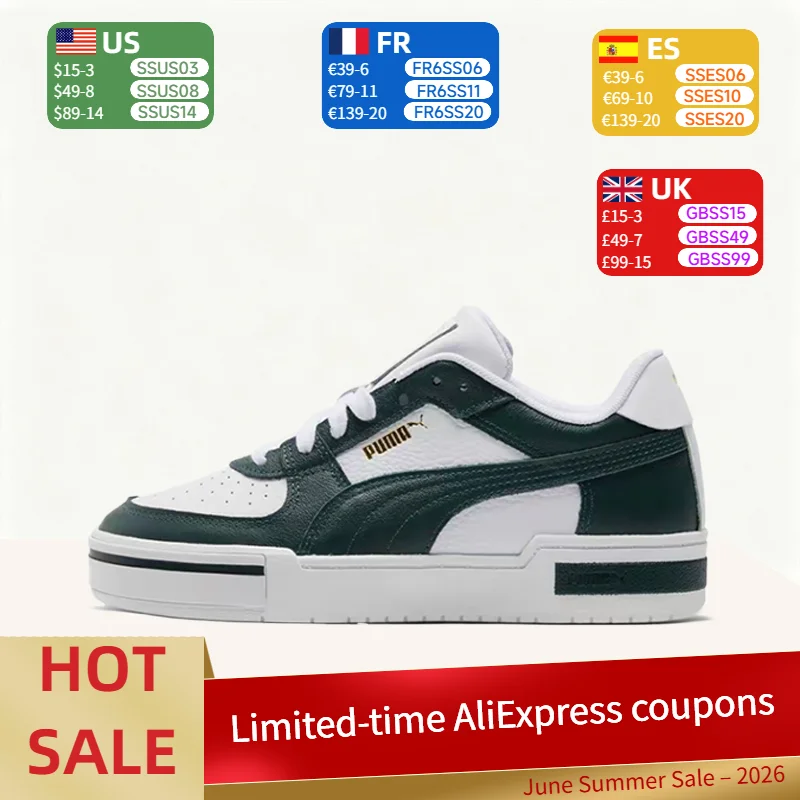 Puma Ca Pro Classic white premium low-top sneakers, comfortable, wear-resistant and versatile, unisex, white and green 380190-09
Puma Ca Pro Classic white premium low-top sneakers, comfortable, wear-resistant and versatile, unisex, white and green 380190-09