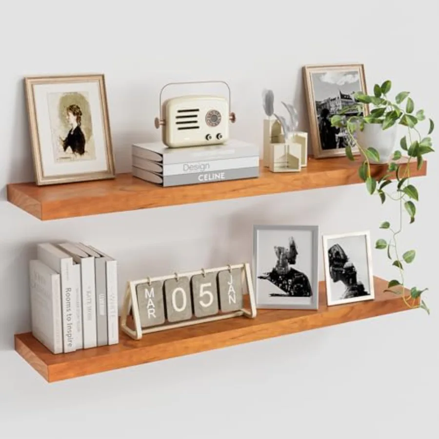 Solid Wood Floating Shelves for Bathroom Living Room Kitchen Bedroom Office Honey Oak 36L x 8D x 1.4T Rustic Farmhouse Style Se
Solid Wood Floating Shelves for Bathroom Living Room Kitchen Bedroom Office Honey Oak 36L x 8D x 1.4T Rustic Farmhouse Style Se