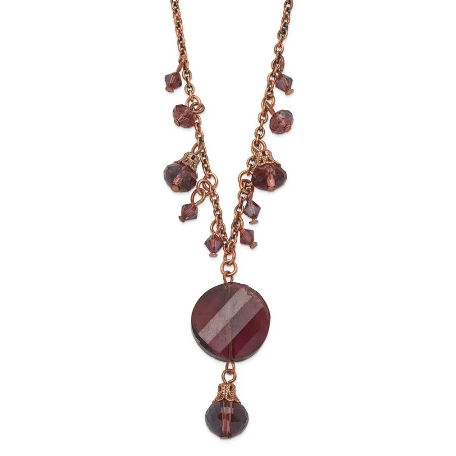 1928 ювелирные изделия Rosetone Фиолетовые граненые стеклянные висячие бусины 16-дюймовое ожерелье с удлинителем 3 дюйма
1928 ювелирные изделия Rosetone Фиолетовые граненые стеклянные висячие бусины 16-дюймовое ожерелье с удлинителем 3 дюйма