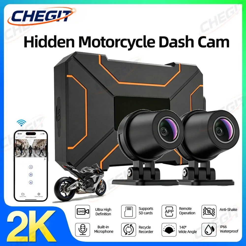 Full HD 2K/1080P Dual Lens Motorcycle Dash Cam IP66 Waterproof Built-in TF Card Slot for Loop RecordingAll Weather Use for Motor
Full HD 2K/1080P Dual Lens Motorcycle Dash Cam IP66 Waterproof Built-in TF Card Slot for Loop RecordingAll Weather Use for Motor