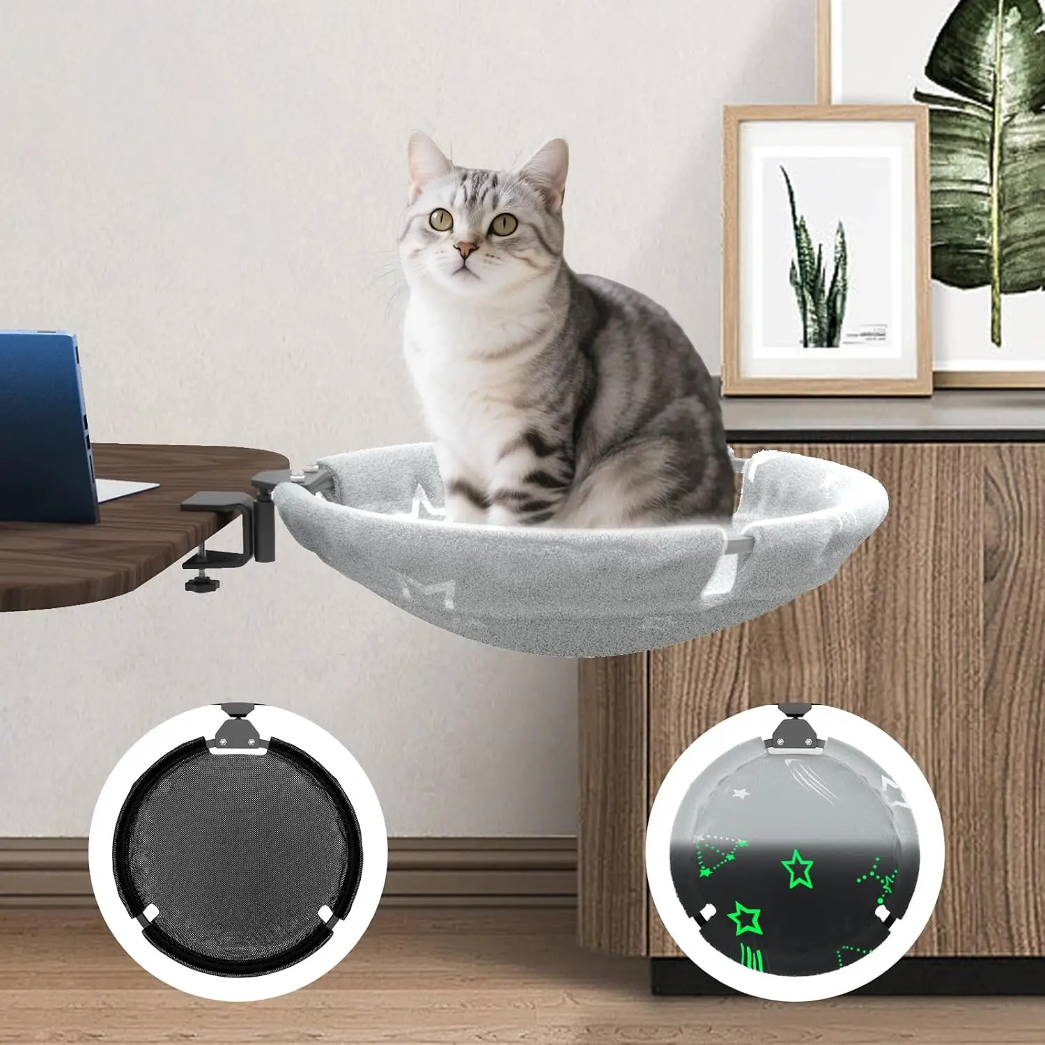 Вращающаяся настольная кровать для кошек, светящийся гамак из искусственного меха, опоры до 30 фунтов, идеально подходит для офиса или игрового стола
Вращающаяся настольная кровать для кошек, светящийся гамак из искусственного меха, опоры до 30 фунтов, идеально подходит для офиса или игрового стола