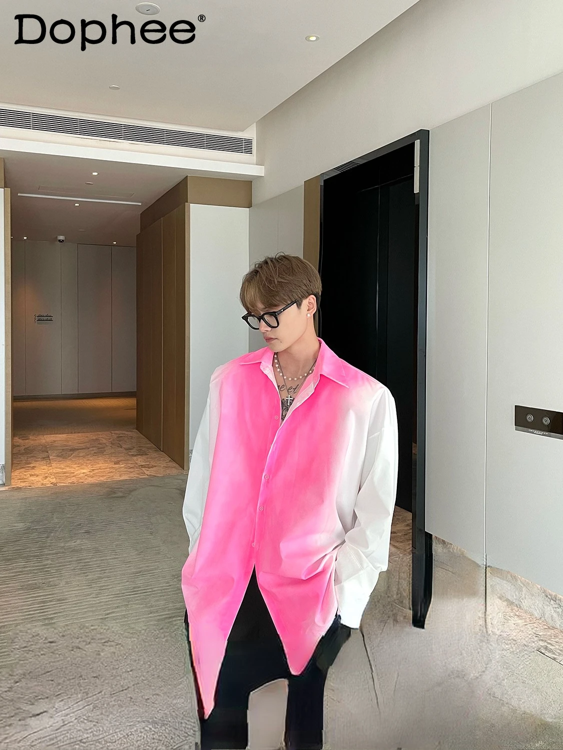 Contrast Color Fashionable Gradient Shirt Men's Loose Comfortable Youth Couple Long Sleep Simple Casual Padded Shoulder Shirt
Contrast Color Fashionable Gradient Shirt Men's Loose Comfortable Youth Couple Long Sleep Simple Casual Padded Shoulder Shirt