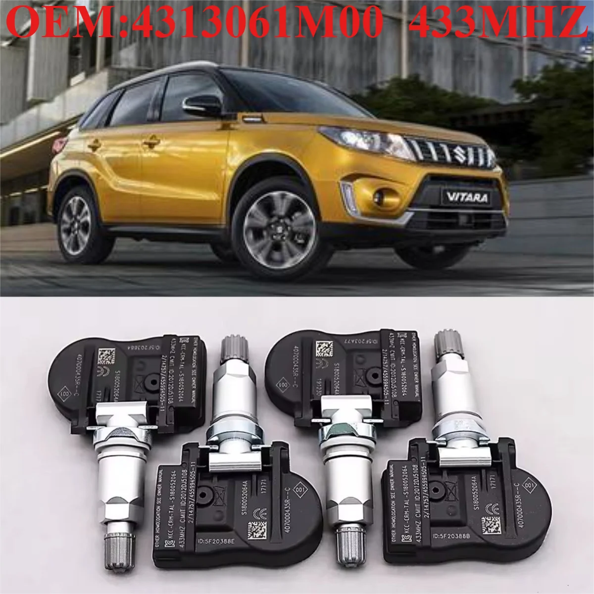 1Pcs/4Pcs OEM#4313061M00 #433MHZ TPMS/TIRE SENSOR Fit For:SUZUKI:SUPER VITARA(2014/06-2021/06) VITARA(2014/01-2021/06)
1Pcs/4Pcs OEM#4313061M00 #433MHZ TPMS/TIRE SENSOR Fit For:SUZUKI:SUPER VITARA(2014/06-2021/06) VITARA(2014/01-2021/06)
