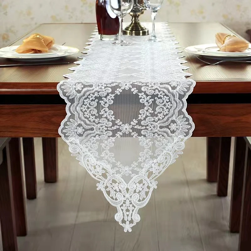 Luxury white lace flower embroidery Table flag Runner cloth cover tablecloth Christmas Wedding Table decoration and accessories
Luxury white lace flower embroidery Table flag Runner cloth cover tablecloth Christmas Wedding Table decoration and accessories