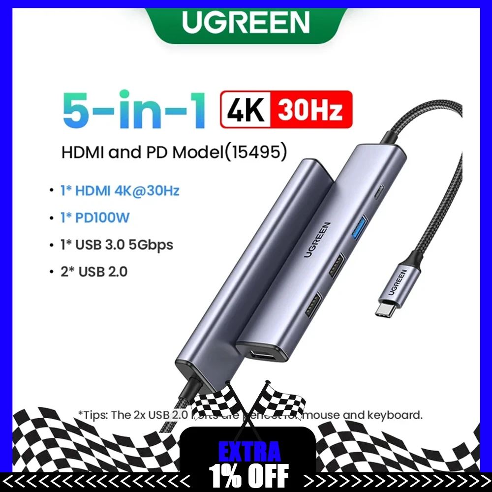 UGREEN USB C HUB 4K60Hz HDMI-адаптер USB C к USB3.0 PD100W SD&TF Type C 3.1 Разветвитель Док-станция для ноутбука MacBook Pro Air
UGREEN USB C HUB 4K60Hz HDMI-адаптер USB C к USB3.0 PD100W SD&TF Type C 3.1 Разветвитель Док-станция для ноутбука MacBook Pro Air