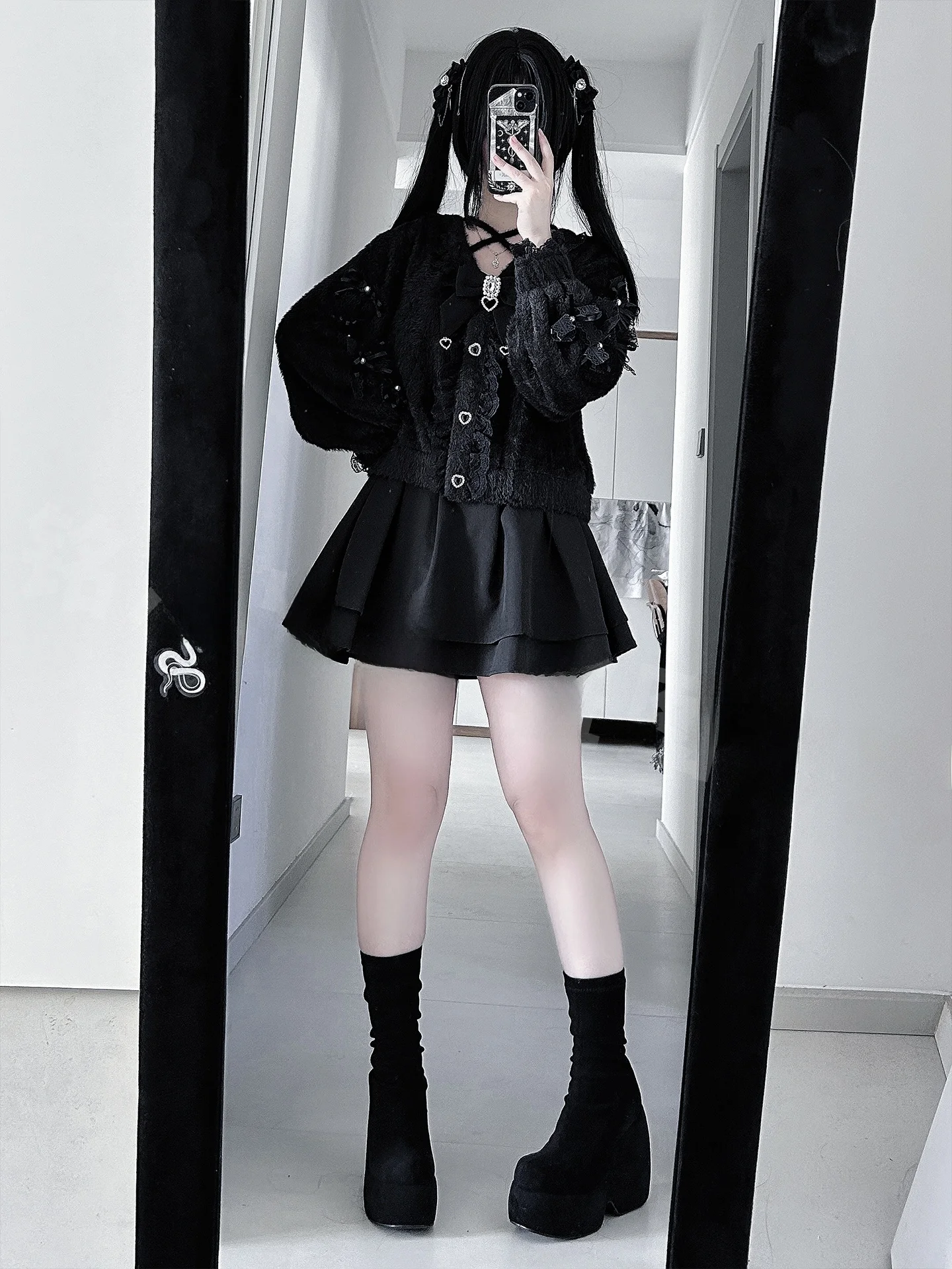 Adorable Black Water Color Series Sweater Cardigan High Waist Skirt Two Piece Set Cute Style Long Sleeve Knitted Polyester Fiber
Adorable Black Water Color Series Sweater Cardigan High Waist Skirt Two Piece Set Cute Style Long Sleeve Knitted Polyester Fiber