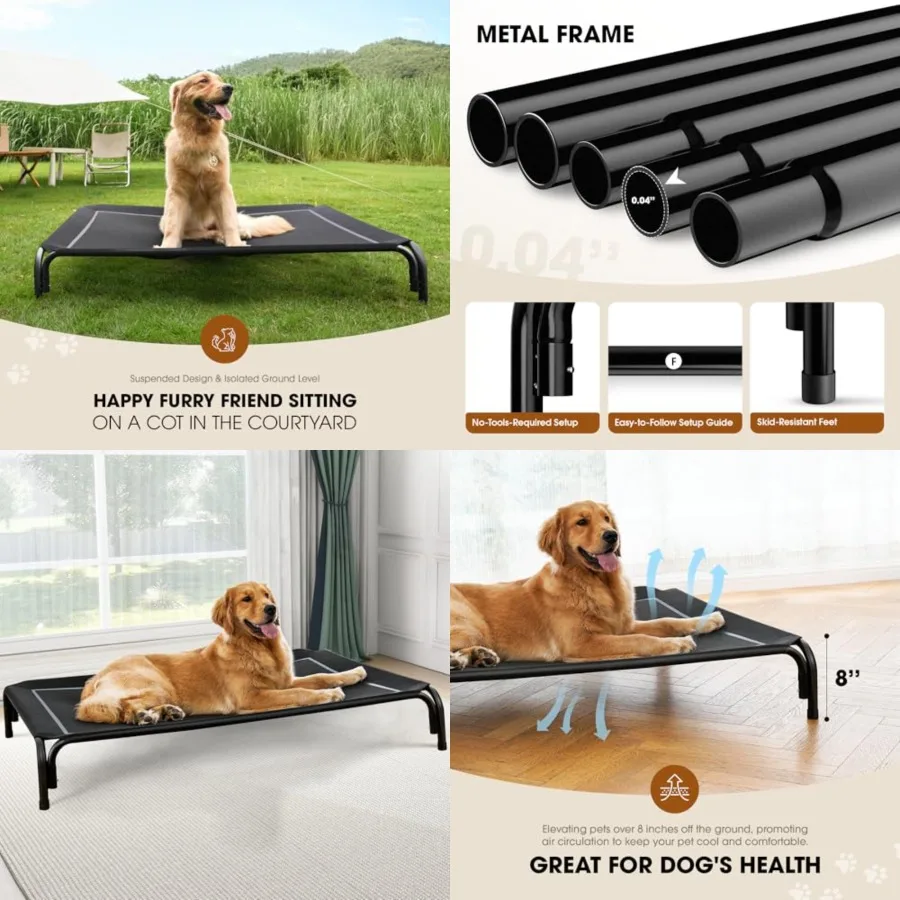 Elevated Dog Bed, Raised Outdoor Dog Bed for Large Sized Dog, Portable Cooling Pet Cot with Breathable and Washable Mesh, Indoo
Elevated Dog Bed, Raised Outdoor Dog Bed for Large Sized Dog, Portable Cooling Pet Cot with Breathable and Washable Mesh, Indoo