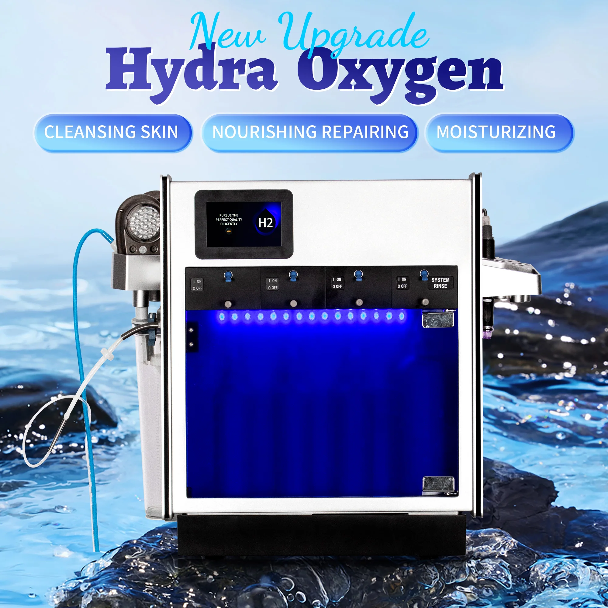 Oxygenation Facial Equipment Hydradermabrasion Machine Skin Cleansing Nourishing Repairing and Moisturizing
Oxygenation Facial Equipment Hydradermabrasion Machine Skin Cleansing Nourishing Repairing and Moisturizing