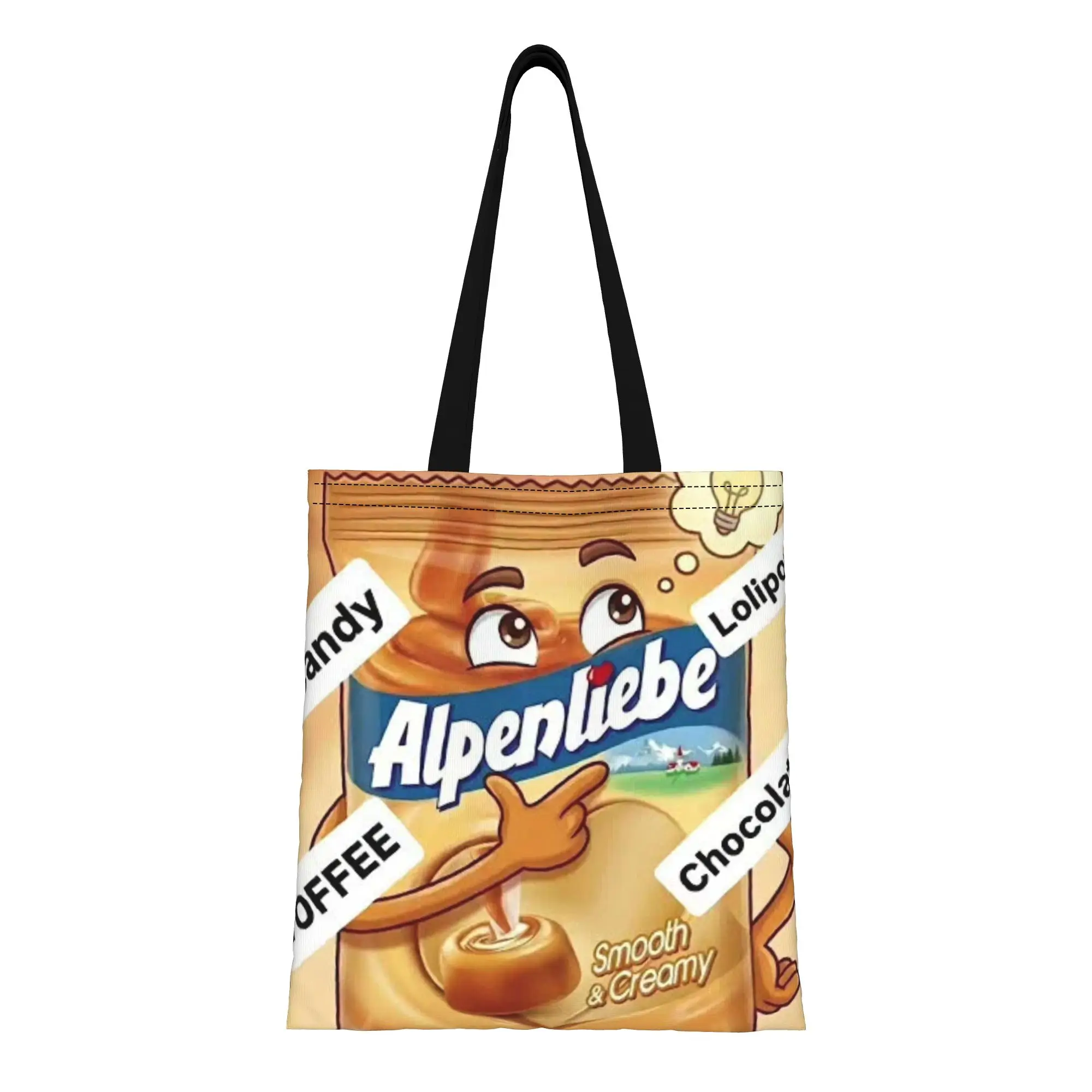 Сумка-тоут A-Alpenliebee Toffee с мультяшным персонажем-талисманом, женская, из холщовой ткани, для покупок, путешествий, активного отдыха, прочная, на плечо, ручная сумка
Сумка-тоут A-Alpenliebee Toffee с мультяшным персонажем-талисманом, женская, из холщовой ткани, для покупок, путешествий, активного отдыха, прочная, на плечо, ручная сумка