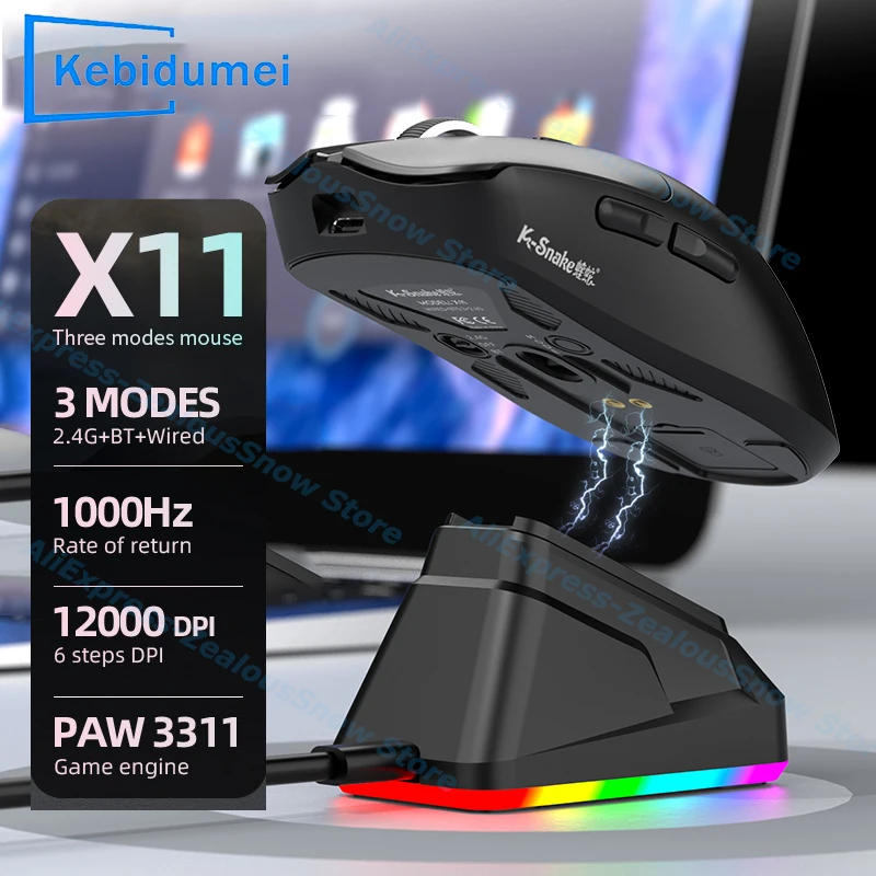 Tri-mode Wired/2.4GHz /BT Wireless Gaming Mouse With RGB Magnetic Charging Base Gaming 12000DPI Max Mouse For PC Android Ios
Tri-mode Wired/2.4GHz /BT Wireless Gaming Mouse With RGB Magnetic Charging Base Gaming 12000DPI Max Mouse For PC Android Ios