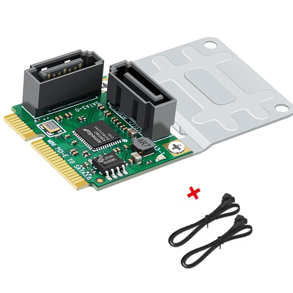 Карта адаптера Mini PCI-E к SATA 3.0 — 2-портовый преобразователь расширения 6 Гбит/с для SSD/HDD, загрузочный системный привод для ноутбуков/компьютеров 
Карта адаптера Mini PCI-E к SATA 3.0 — 2-портовый преобразователь расширения 6 Гбит/с для SSD/HDD, загрузочный системный привод для ноутбуков/компьютеров