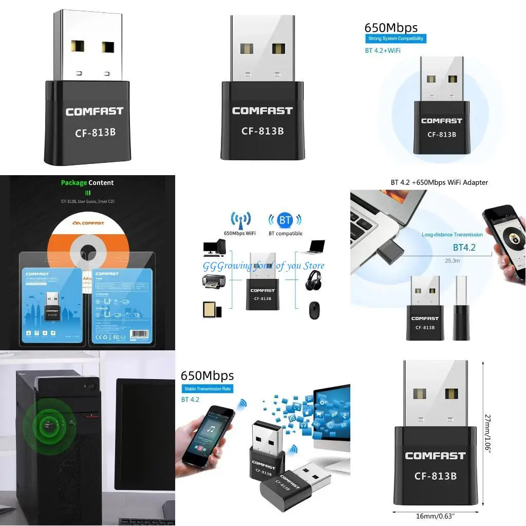 H9EB USB WIFI Adapter BT4.2 Mini Networking Card 650Mbps Fast Data Transfer 2.4+5Ghz USB WiFi Card 813B for Desktop Laptop
H9EB USB WIFI Adapter BT4.2 Mini Networking Card 650Mbps Fast Data Transfer 2.4+5Ghz USB WiFi Card 813B for Desktop Laptop