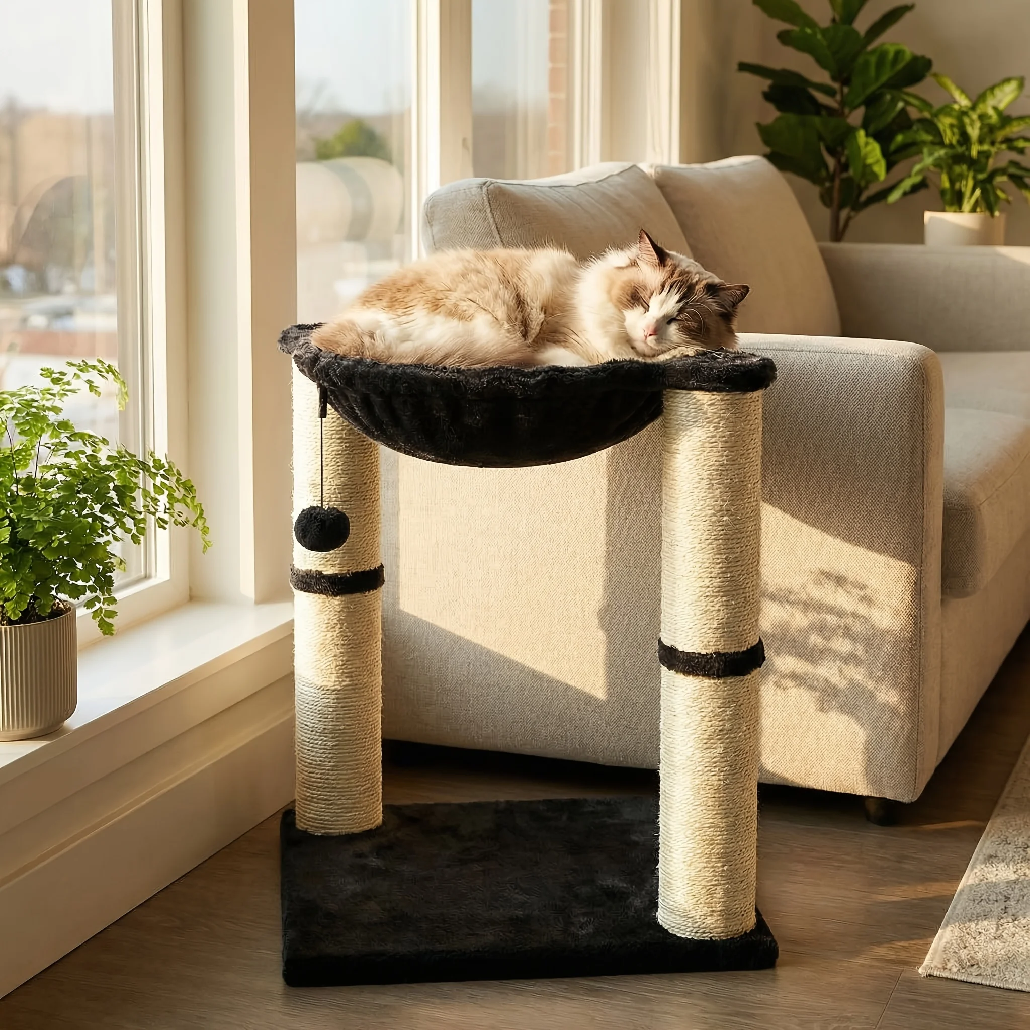 Cat Condo Tower with Hammock Bed And Scratching Post, Easy to Assemble, Plush Hammock, Interactive Hanging Ball, Durable Sisal S
Cat Condo Tower with Hammock Bed And Scratching Post, Easy to Assemble, Plush Hammock, Interactive Hanging Ball, Durable Sisal S