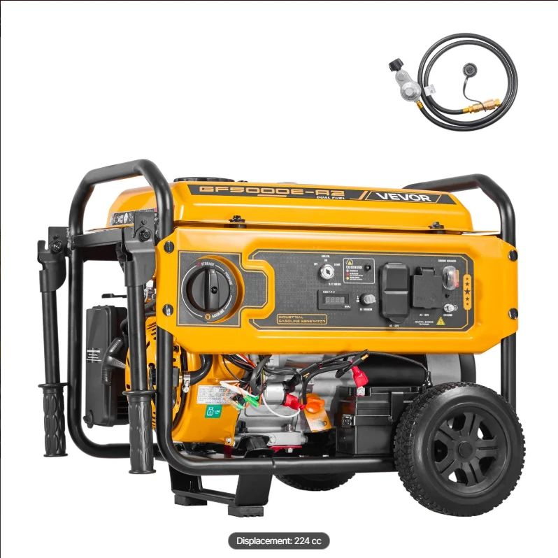 4650W Dual Fuel Generator, Gas & LPG Powered, Electric Start with CO Sensor, Multiple Outlets for Home Backup
4650W Dual Fuel Generator, Gas & LPG Powered, Electric Start with CO Sensor, Multiple Outlets for Home Backup