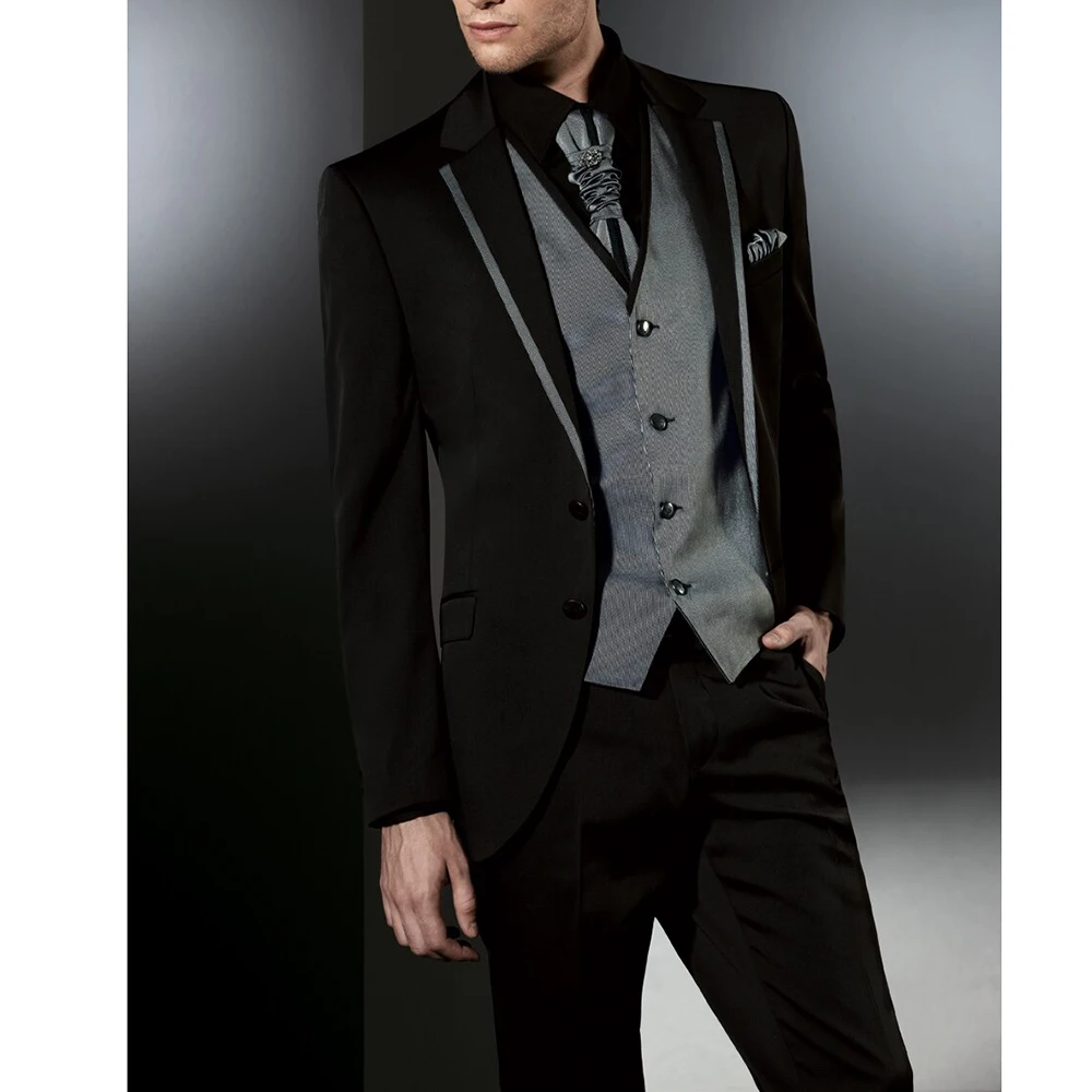 Black Slim Fit Terno Men Suits Leisual Notched Lapel Single Breasted Three Piece Jacket Pants Vest Costume 정장 Pantalones Hombre
Black Slim Fit Terno Men Suits Leisual Notched Lapel Single Breasted Three Piece Jacket Pants Vest Costume 정장 Pantalones Hombre