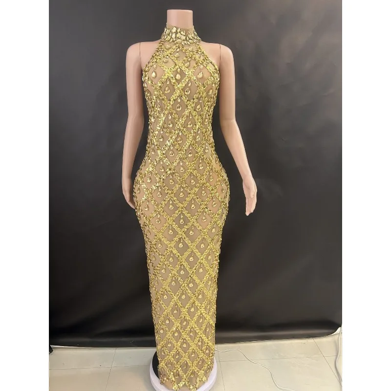 Women Shiny Sequins Rhinestone Dress Transparent Stage Evening Party Host Singer Performance Dress performance accessories zym
Women Shiny Sequins Rhinestone Dress Transparent Stage Evening Party Host Singer Performance Dress performance accessories zym
