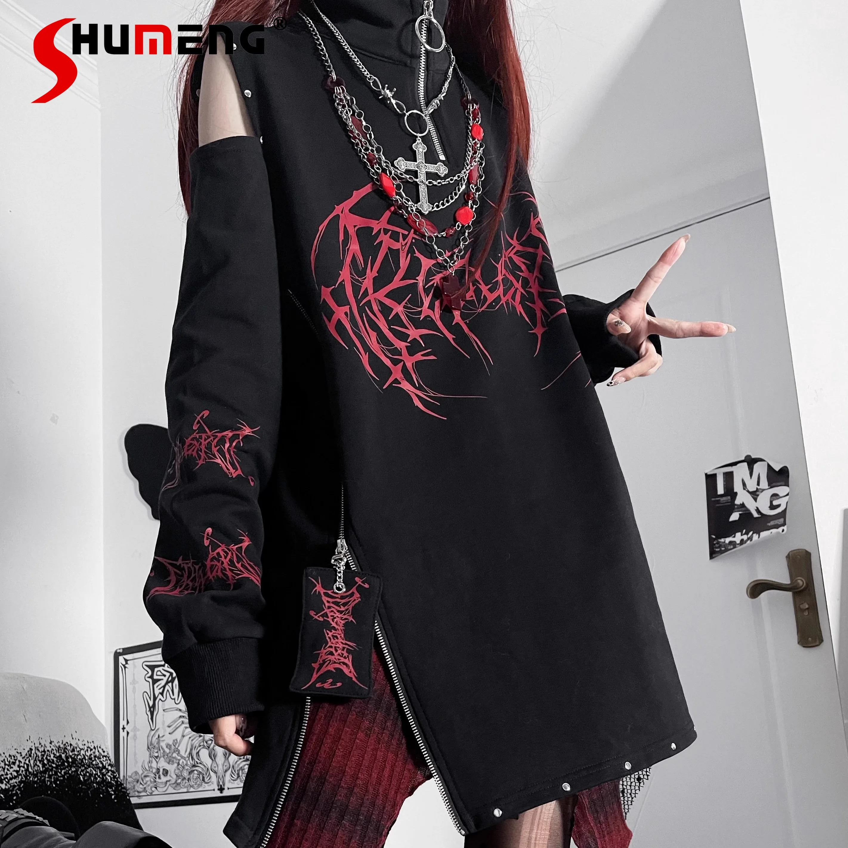 2025 Spring Original Gothic Printing Subculture Loose Long Cotton Off-the-shoulder Sweatshirt Girl Female Pullover Hoodie Tops
2025 Spring Original Gothic Printing Subculture Loose Long Cotton Off-the-shoulder Sweatshirt Girl Female Pullover Hoodie Tops