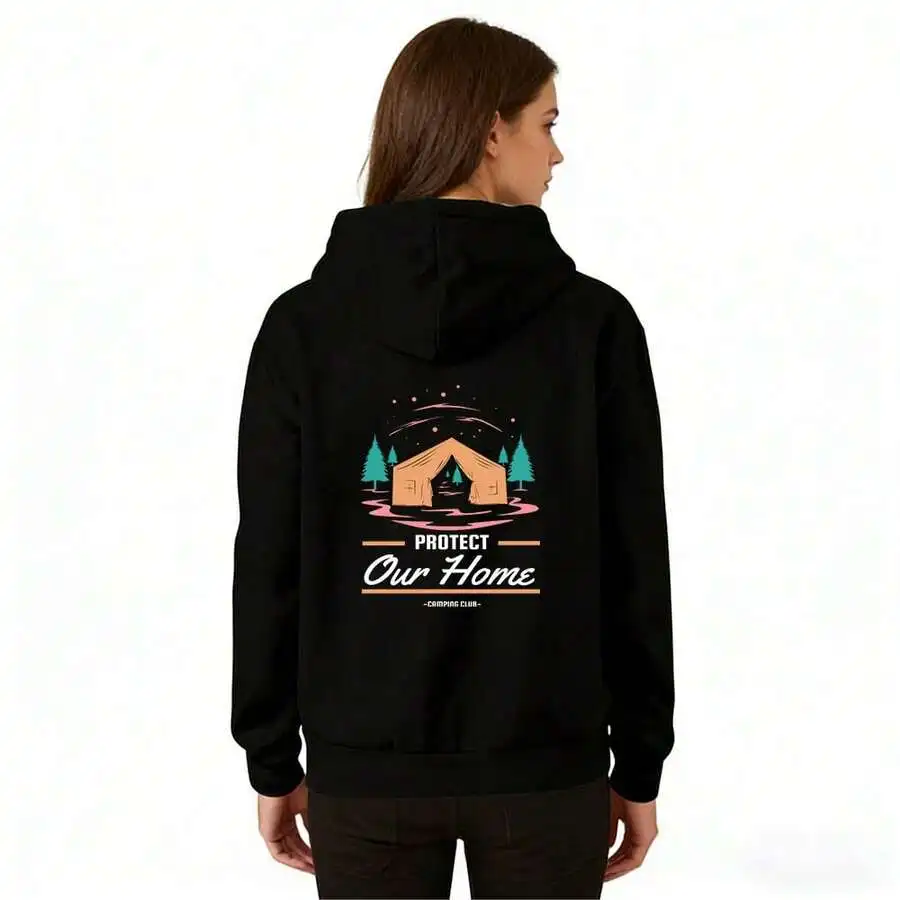 Unisex 100% Cotton 300g Heavy Black Hoodie With Camping Tent Print Protect Our Home
Unisex 100% Cotton 300g Heavy Black Hoodie With Camping Tent Print Protect Our Home