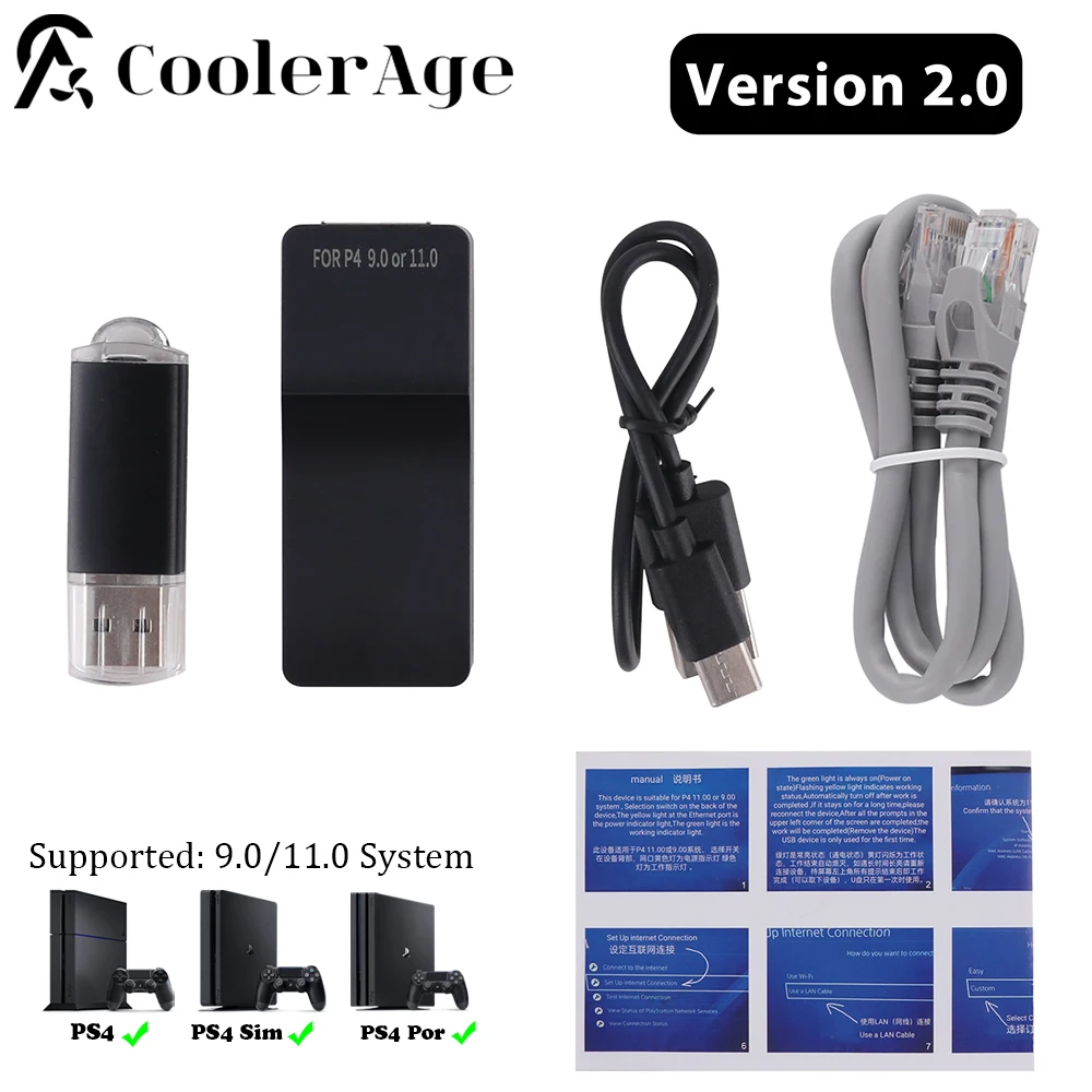 USB Dongle JB USB Adapter For PS4 FW 9.0 11.0 System With Ethernet Type-C Cable One-Key JB Tool Mod Kit
USB Dongle JB USB Adapter For PS4 FW 9.0 11.0 System With Ethernet Type-C Cable One-Key JB Tool Mod Kit