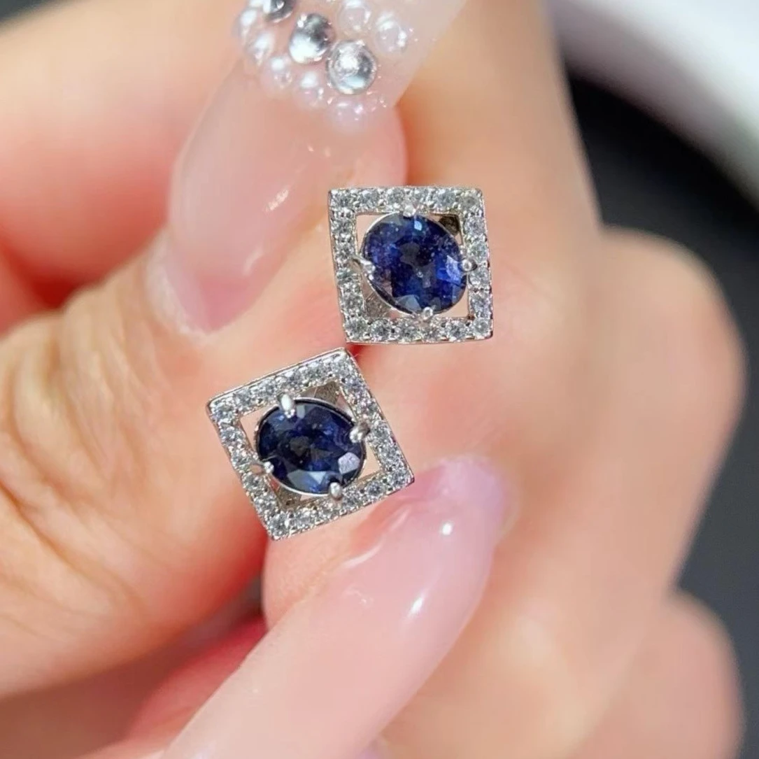 Genuine Blue Sapphire Earrings Allergy Free 925 Silver Stud Earrings 4mm*5mm 0.8ct Natural Sapphire Jewelry with Certificate
Genuine Blue Sapphire Earrings Allergy Free 925 Silver Stud Earrings 4mm*5mm 0.8ct Natural Sapphire Jewelry with Certificate