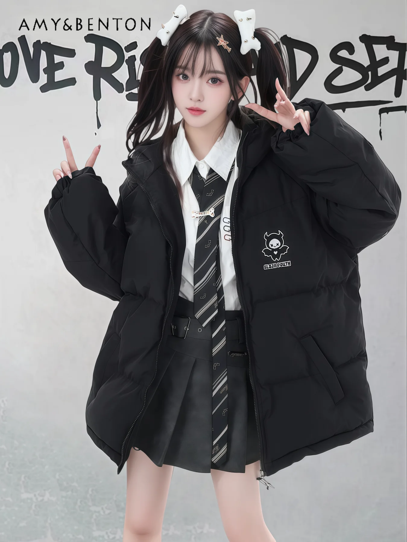 Winter New Hot Sale Women's Subculture Print Black Thickened Warm Loose Sweet Cool Casual Hooded Cotton Jacket
Winter New Hot Sale Women's Subculture Print Black Thickened Warm Loose Sweet Cool Casual Hooded Cotton Jacket