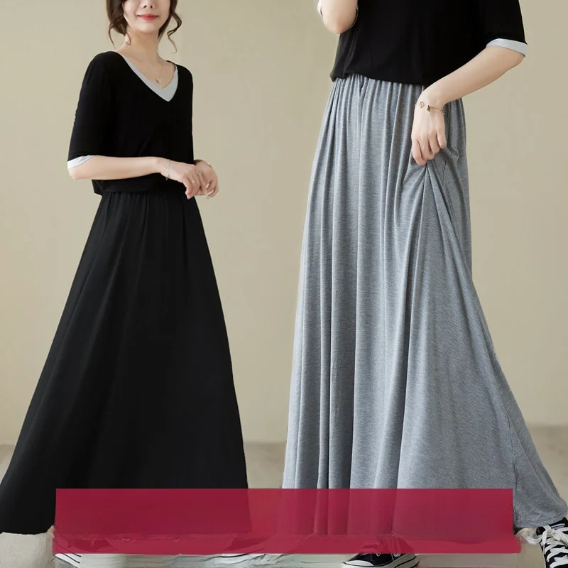 Slimming High Waist A-Line Midi Skirt Fashionable Half-length Long Dress Thin Women's Style Pure Color Summer Cotton Blend
Slimming High Waist A-Line Midi Skirt Fashionable Half-length Long Dress Thin Women's Style Pure Color Summer Cotton Blend