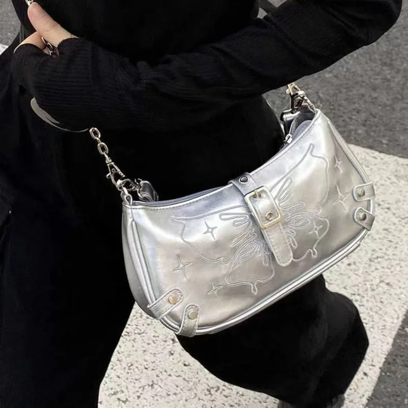 Xiuya Silver Y2k Womens Shoulder Bag Butterfly Embroidery Summer Vintage Leather Handbag Advanced Harajuku Female New Armpit Bag
Xiuya Silver Y2k Womens Shoulder Bag Butterfly Embroidery Summer Vintage Leather Handbag Advanced Harajuku Female New Armpit Bag