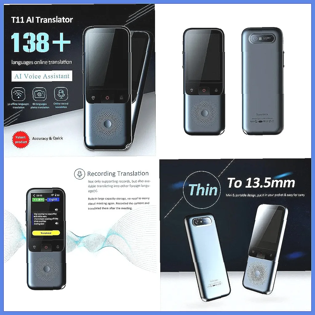 T11 Portable AI Translator 138 Languages Offline Real-Time Voice & Photo Translation Device
T11 Portable AI Translator 138 Languages Offline Real-Time Voice & Photo Translation Device
