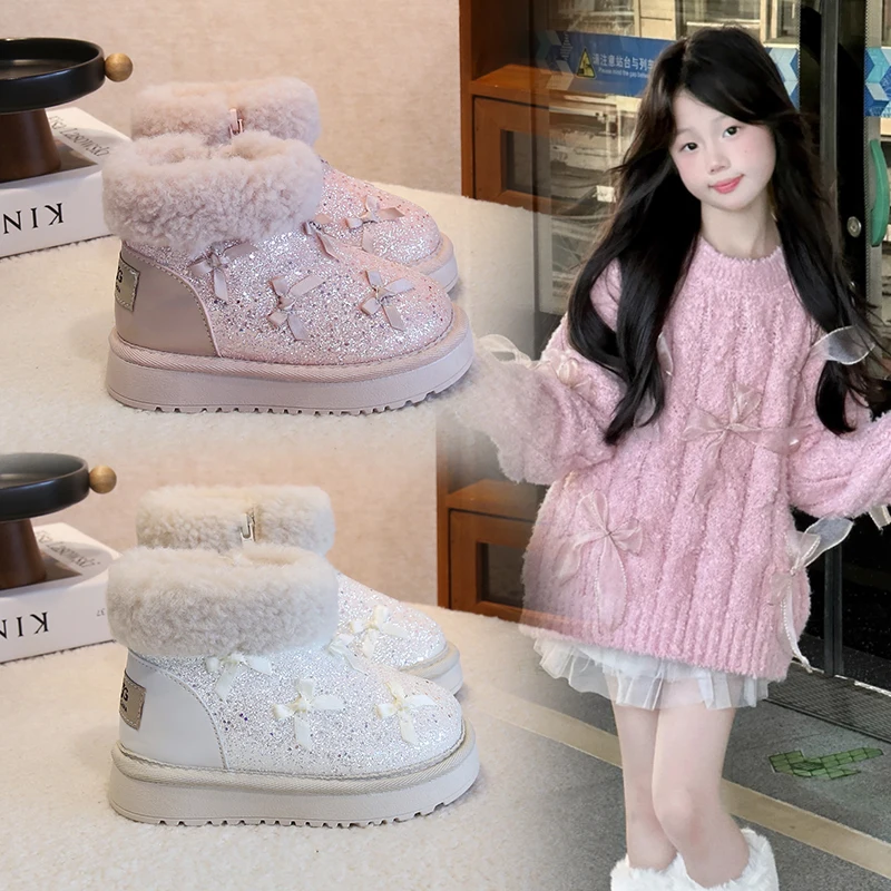 Fashionable and Hot-selling Kids Snow Boots 2025 Winter Grils Fashion Ankle Boot Children Warm Soft Bowtie Platform Boot
Fashionable and Hot-selling Kids Snow Boots 2025 Winter Grils Fashion Ankle Boot Children Warm Soft Bowtie Platform Boot