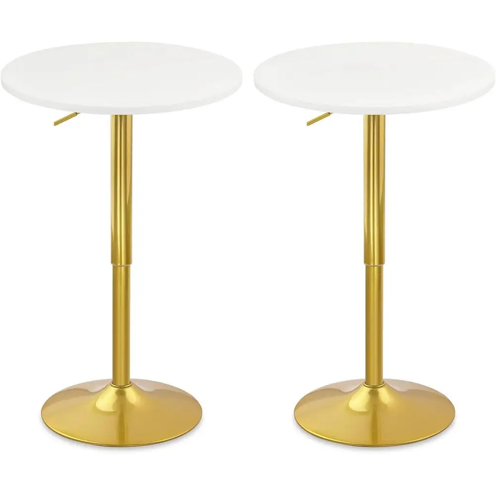 Adjustable Height Bistro Table, 26-36, Gold Base, Swivel Top for Home, Party, Restaurant Use, White, Set of 2
Adjustable Height Bistro Table, 26-36, Gold Base, Swivel Top for Home, Party, Restaurant Use, White, Set of 2