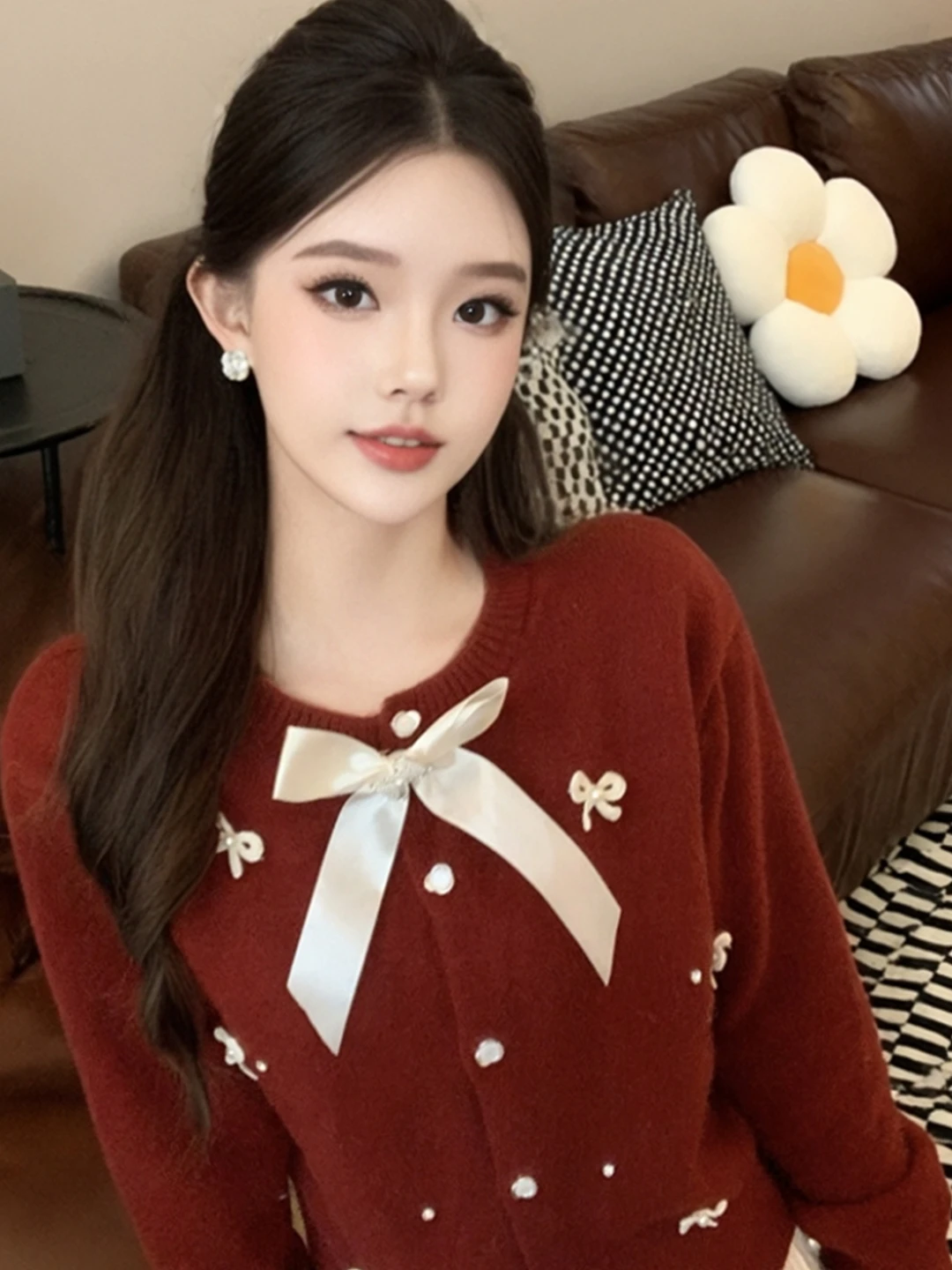 French Style Knitted Christmas Sweater with Knot Long Sleeve round Neck Pullover Fashionable Elegant Sweet plus Size
French Style Knitted Christmas Sweater with Knot Long Sleeve round Neck Pullover Fashionable Elegant Sweet plus Size