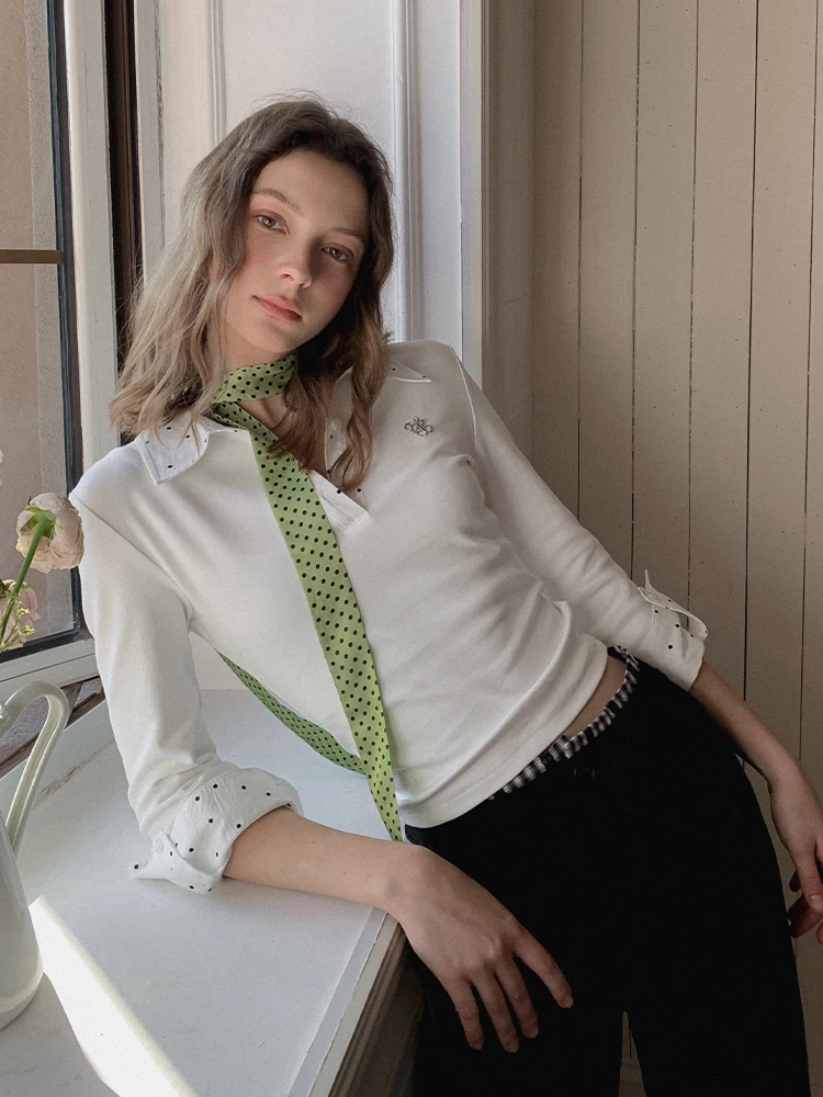 LREEDOM25 Осенняя новинка: Трикотажный топ «Морская сирена» в горошек, приталенный, с цветными блоками, из смесового хлопка, длинный рукав, для женщин
LREEDOM25 Осенняя новинка: Трикотажный топ «Морская сирена» в горошек, приталенный, с цветными блоками, из смесового хлопка, длинный рукав, для женщин