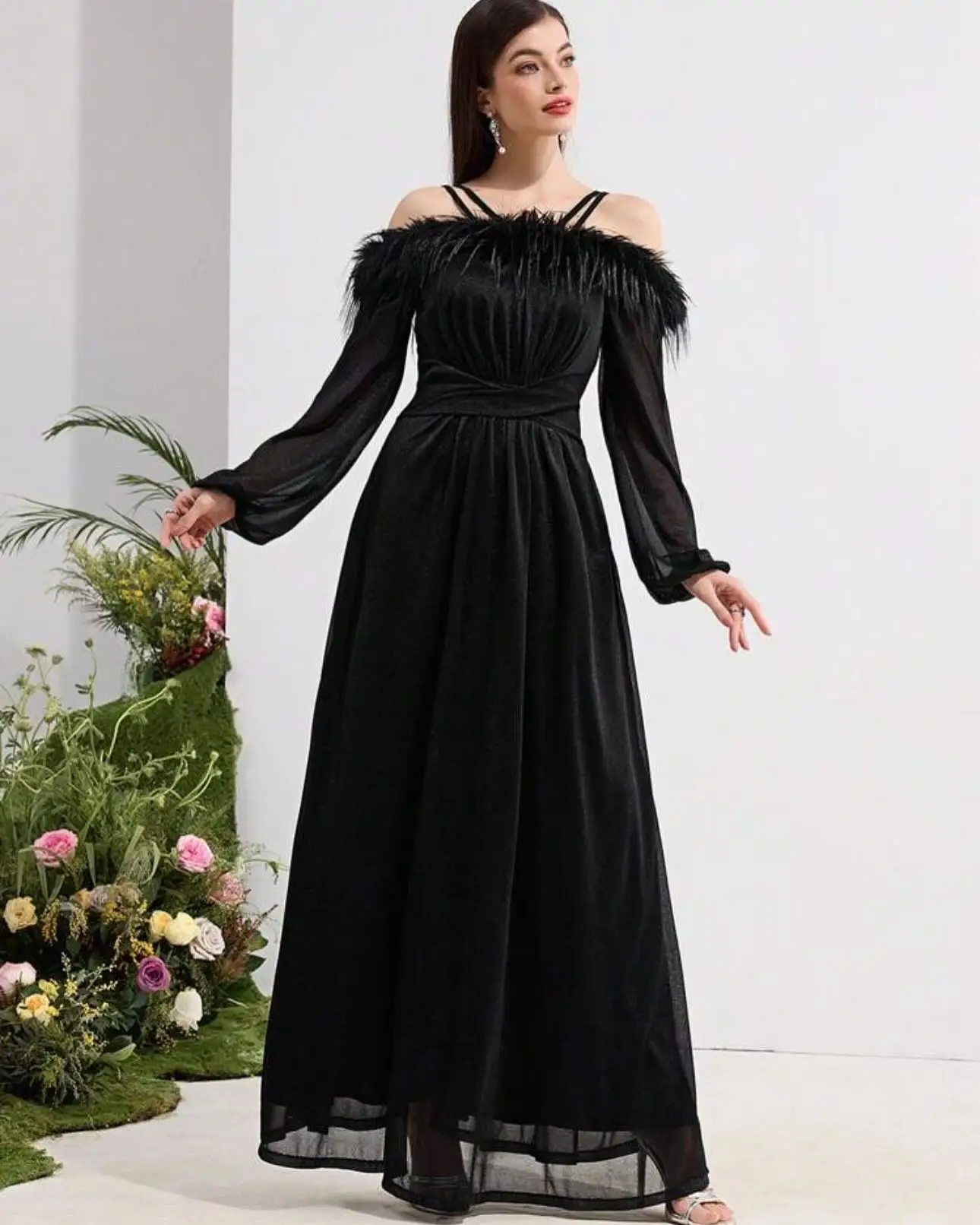 Customized Temperament Halter Off the Shoulder Feathers Evening Dresses Graceful Long Sleeves Vestido De Festa Vestido De Noche
Customized Temperament Halter Off the Shoulder Feathers Evening Dresses Graceful Long Sleeves Vestido De Festa Vestido De Noche