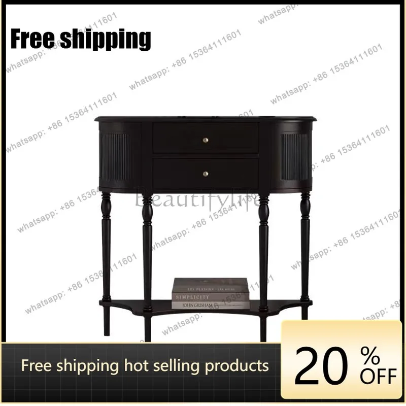 French retro style solid wood entrance cabinet, simple black living room entrance decorative cabinet
French retro style solid wood entrance cabinet, simple black living room entrance decorative cabinet