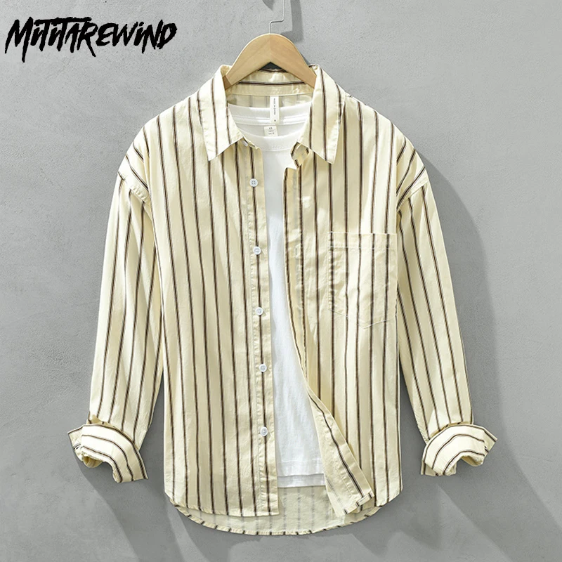 Japanese Striped Shirts Men Spring Daily Casual Loose Tops Square Collar 100% Cotton Full Sleeve Shirt Fashion Versatile Shirt
Japanese Striped Shirts Men Spring Daily Casual Loose Tops Square Collar 100% Cotton Full Sleeve Shirt Fashion Versatile Shirt