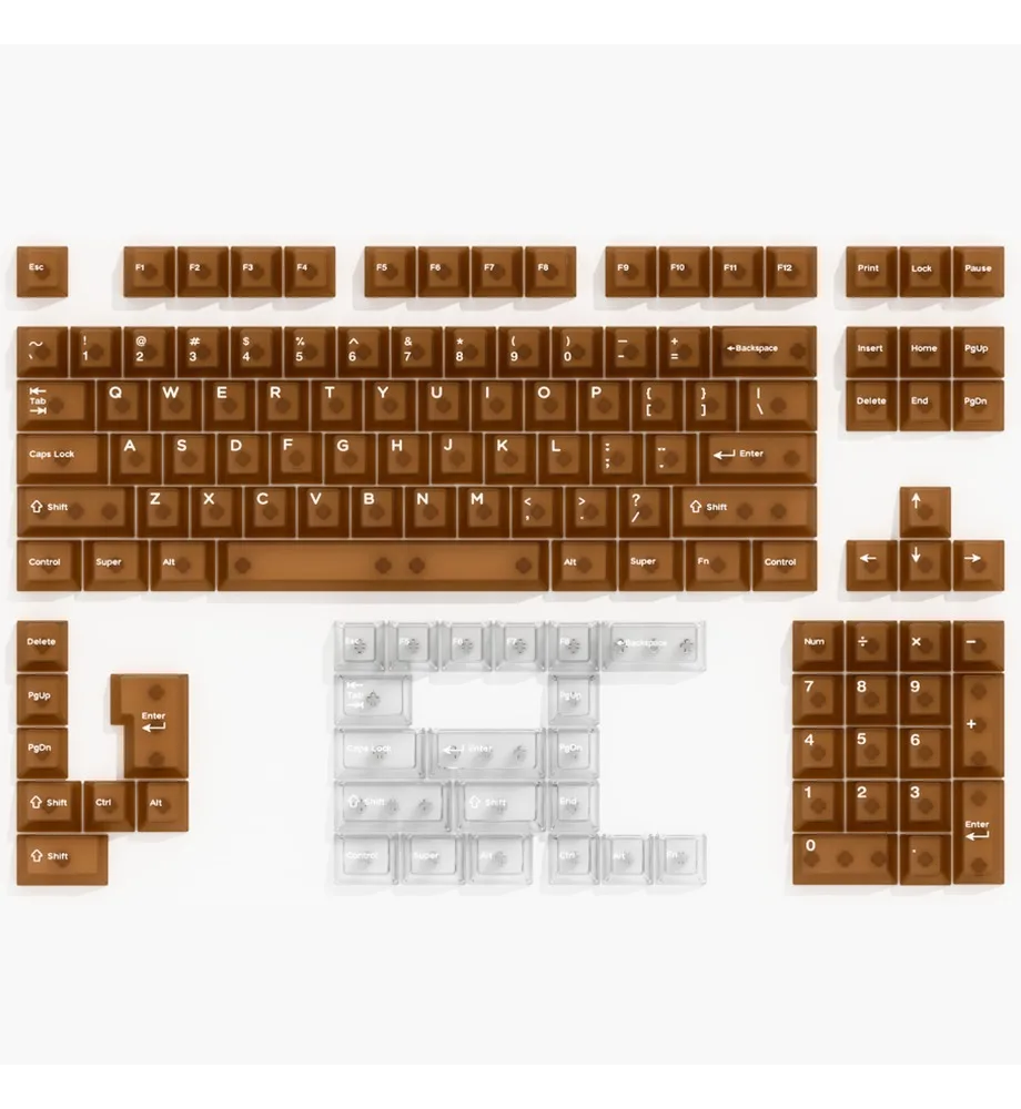 Coffee PC fog through keyboard keycap 132 keys pad printing magnetic axis custom original height 61/75/87
Coffee PC fog through keyboard keycap 132 keys pad printing magnetic axis custom original height 61/75/87