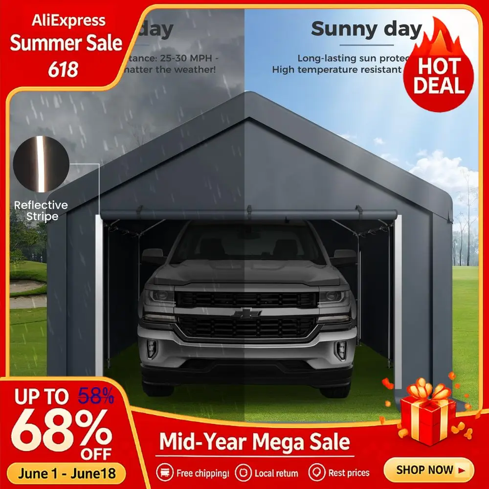 Carport, 13x24 Extra Large Heavy Duty Carport with Rollup Windows, Waterproof amp 12 Legs Car Canopy Portable Garage Shel Custom
Carport, 13x24 Extra Large Heavy Duty Carport with Rollup Windows, Waterproof amp 12 Legs Car Canopy Portable Garage Shel Custom