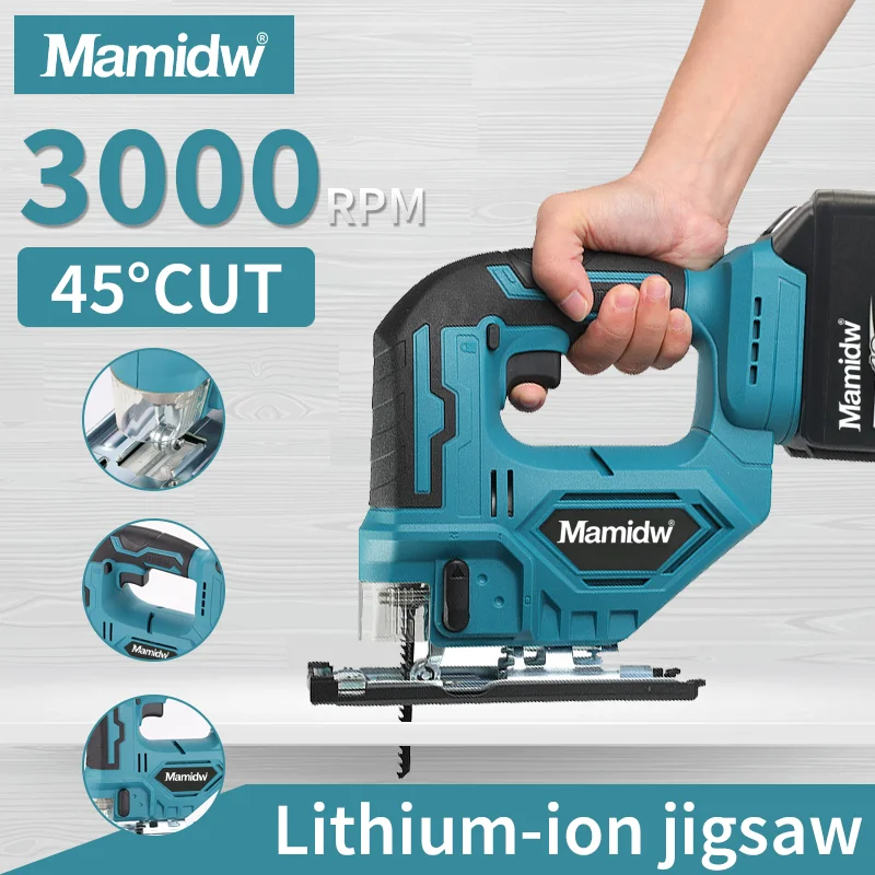 Mamidw 340 Вт бесщеточный электрический лобзик с пильным полотнами, аккумуляторная ручка-цилиндр, портативный плотник для Makita, аккумулятор PIN
Mamidw 340 Вт бесщеточный электрический лобзик с пильным полотнами, аккумуляторная ручка-цилиндр, портативный плотник для Makita, аккумулятор PIN