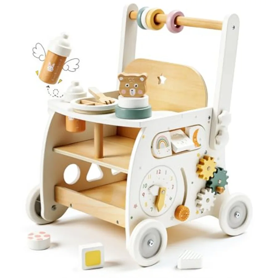 Baby walker for 18M+ toddlers: wooden push activity stroller with adjustable speed control natural wood finish smooth-rolling w
Baby walker for 18M+ toddlers: wooden push activity stroller with adjustable speed control natural wood finish smooth-rolling w