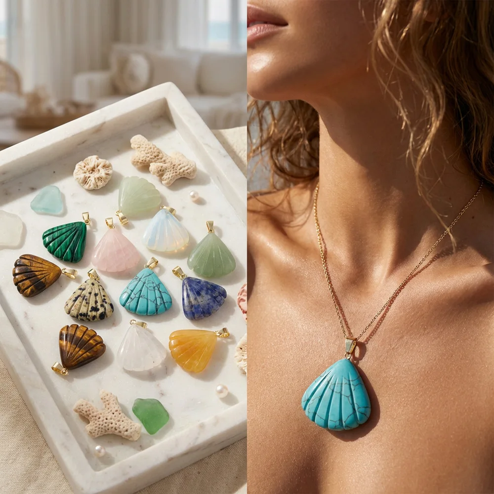 Shell Shape Natural Stone Pendants, Mixed Gemstone Charms for Jewelry Making Necklace Bracelet
Shell Shape Natural Stone Pendants, Mixed Gemstone Charms for Jewelry Making Necklace Bracelet