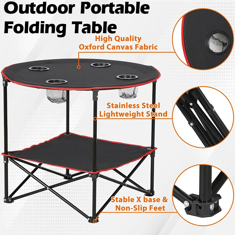 Outdoor Round Table With 4 Cup Holder Camping Portable Lightweight Roll Tables Folding Desk Garden Picnic Side Backpacking Table
Outdoor Round Table With 4 Cup Holder Camping Portable Lightweight Roll Tables Folding Desk Garden Picnic Side Backpacking Table