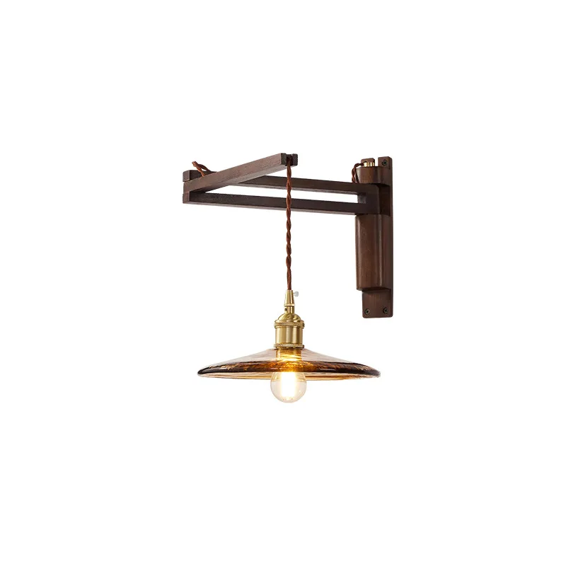 Medieval rocker arm wall lamp Bedroom bedside Displaceable retro Japanese-style B & B Coffee shop Walnut color
Medieval rocker arm wall lamp Bedroom bedside Displaceable retro Japanese-style B & B Coffee shop Walnut color
