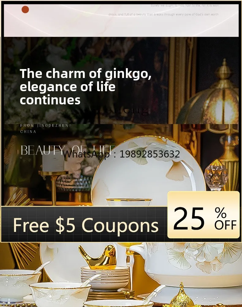 A1 Dish Set Household Jingdezhen Ceramic Tableware Dish Set Light Luxury Dish Set
A1 Dish Set Household Jingdezhen Ceramic Tableware Dish Set Light Luxury Dish Set
