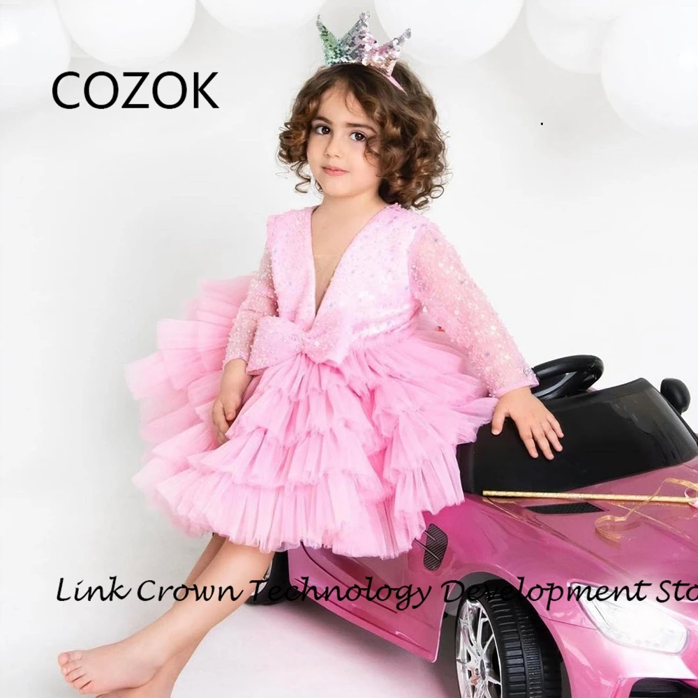 COZOK V Neck Pink Flower Girls Dresses with Sequined 2024 Tiered Full Sleeve Christmas Dresses for Princess فستان عيد الميلاد
COZOK V Neck Pink Flower Girls Dresses with Sequined 2024 Tiered Full Sleeve Christmas Dresses for Princess فستان عيد الميلاد