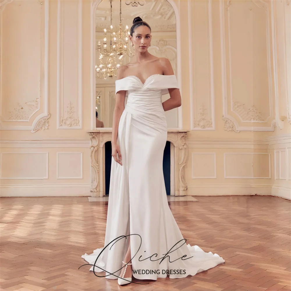QICHE Classic Sweetheart Mermaid Wedding Dress Off The Shoulder Pleat High Slit Bridal Party Gown Vestido De Noiva Customized
QICHE Classic Sweetheart Mermaid Wedding Dress Off The Shoulder Pleat High Slit Bridal Party Gown Vestido De Noiva Customized
