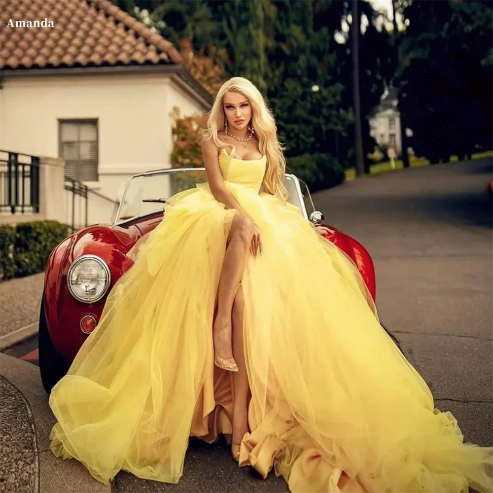 Amanda Tulle A-line Floor-Length robes de soirée Sleeveless Long Train Formal Evening Dresses Strapless Graduation Wedding Dress
Amanda Tulle A-line Floor-Length robes de soirée Sleeveless Long Train Formal Evening Dresses Strapless Graduation Wedding Dress