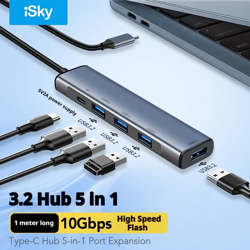 iSky 5-in-1 Type-C Docking Station USB 3.2 Gen 2 Hub 10Gbps High-Speed Transmission Laptop Dock with 1 Meter plus Length
iSky 5-in-1 Type-C Docking Station USB 3.2 Gen 2 Hub 10Gbps High-Speed Transmission Laptop Dock with 1 Meter plus Length