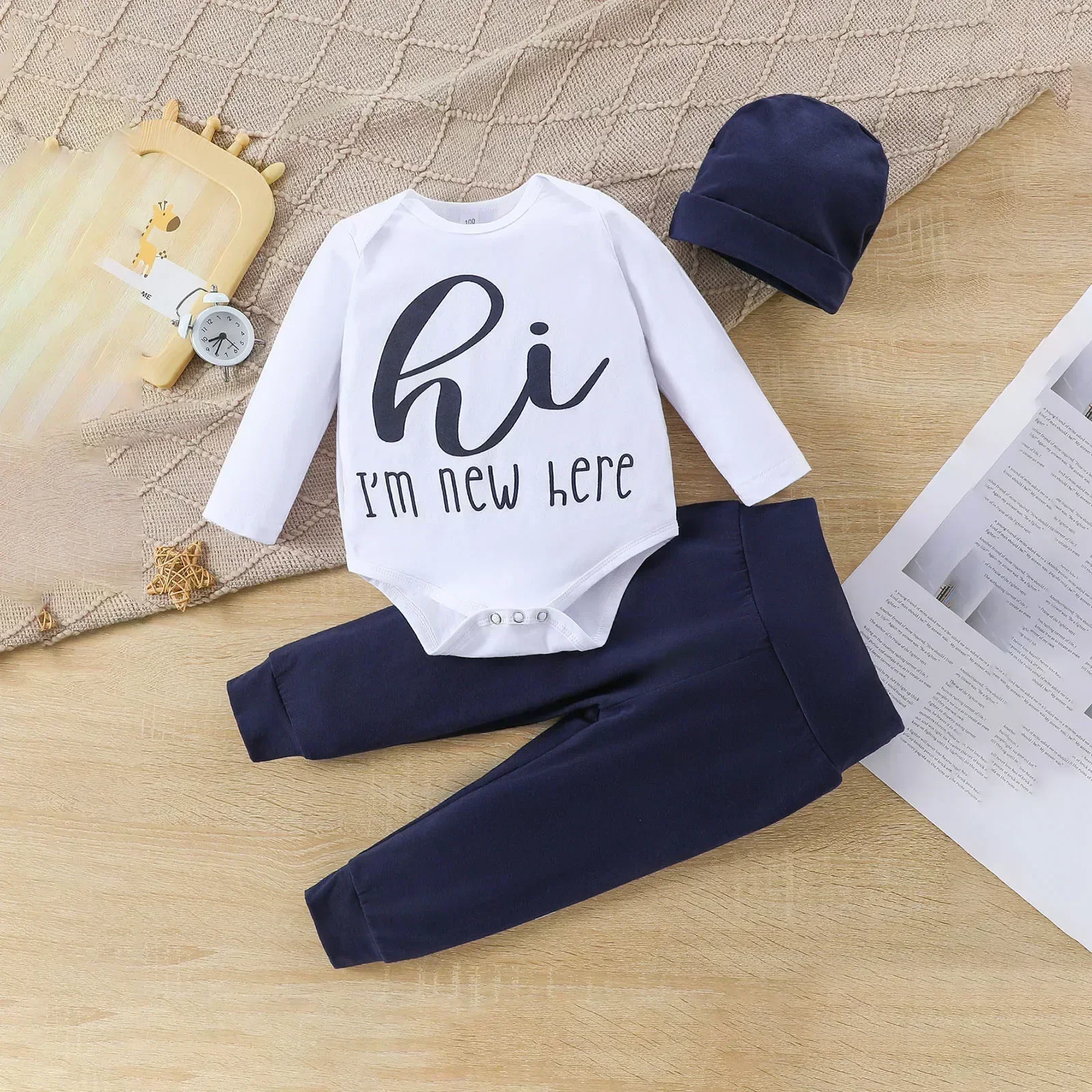 Toddler Girls Boys Long Sleeve Clothes Sets Letter Prints Long Sleeve Romper Pants Hat 3Pcs Outfits For Infant Baby 0-24Months
Toddler Girls Boys Long Sleeve Clothes Sets Letter Prints Long Sleeve Romper Pants Hat 3Pcs Outfits For Infant Baby 0-24Months